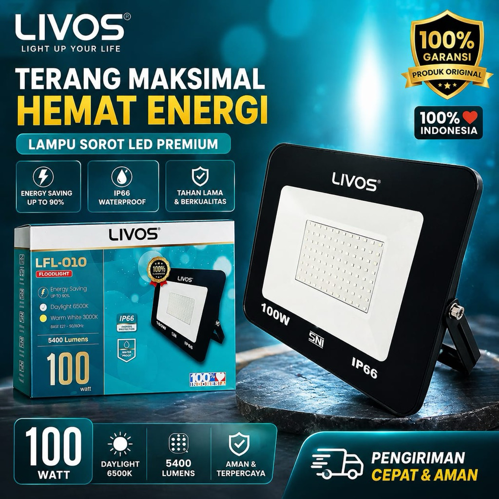 Lampu LED TEMBAK LIVOS 10w-200watt(ip66)