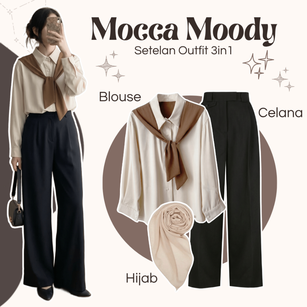 One Set Wanita Korean Style | Blouse, Celana, Hijab | Outfit Cewek 1 Set, Setelan outfit Wanita