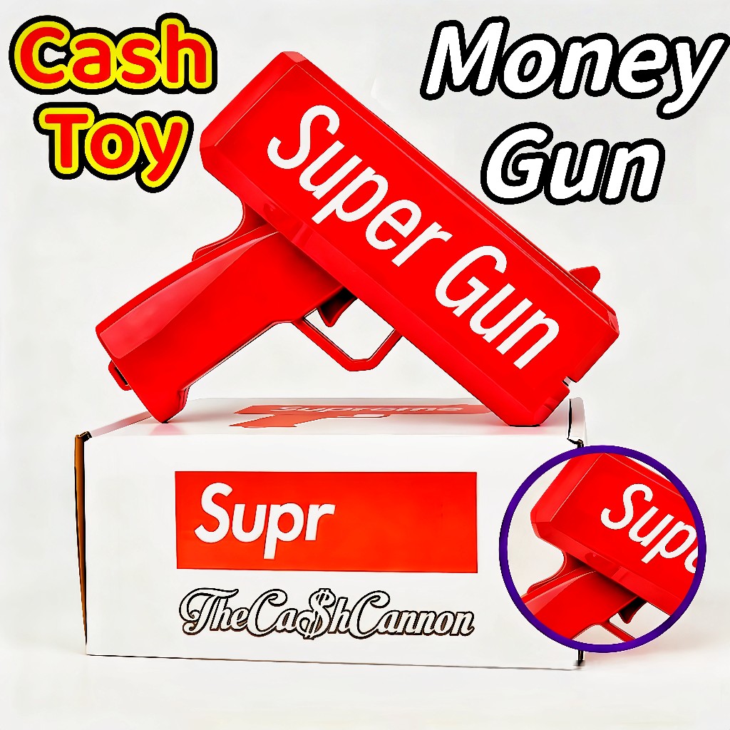 Mainan Anak Tembakan Money Gun Uang Supreme Merah Lucu Murah Prank Mainan Pistol Uang Tembakan Uang