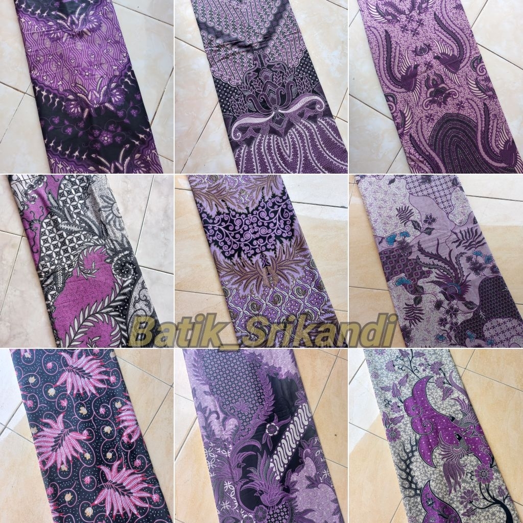 Kain Batik Printing Ungu Lilac 01 Lengkap Katun Halus