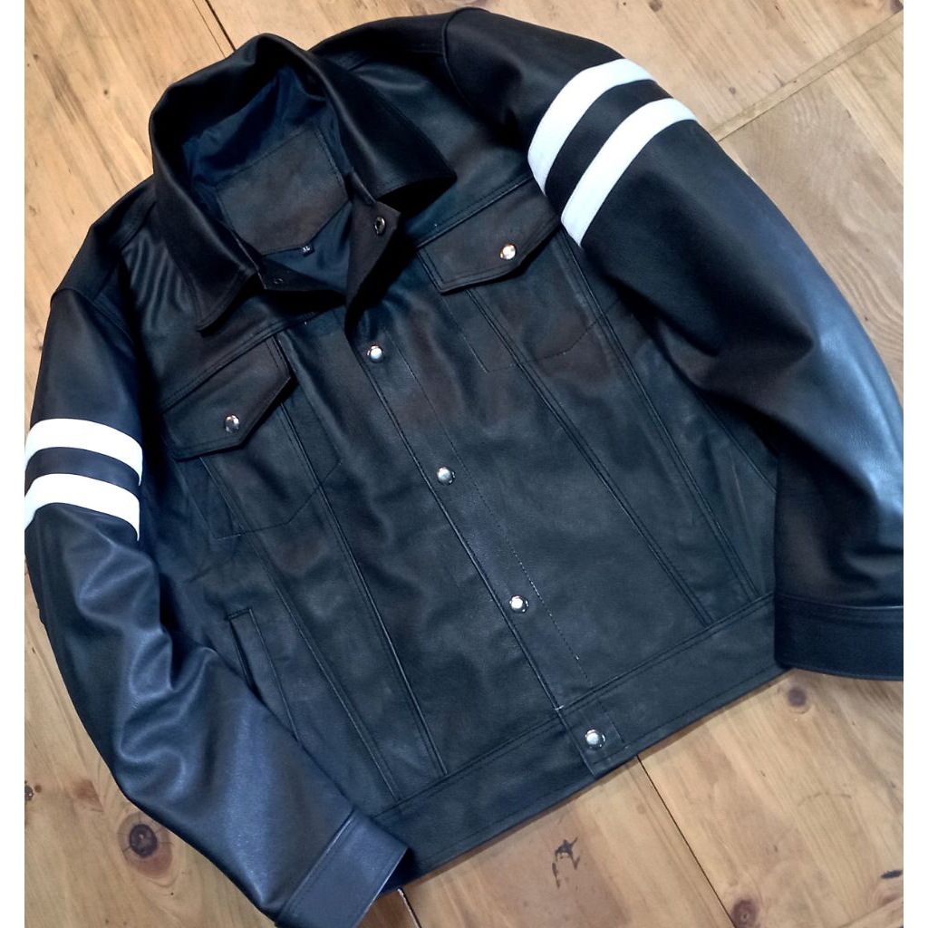 jaket kulit trucker pria size XL