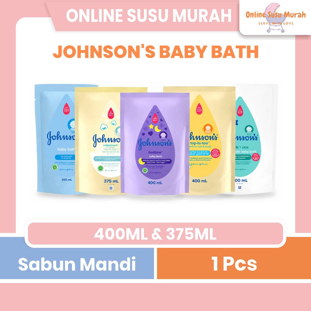 JOHNSON BABY BATH COTTON TOUCH / TOP TO TOE / MILK + RICE / BEDTIME 2IN1 REFILL PRLA