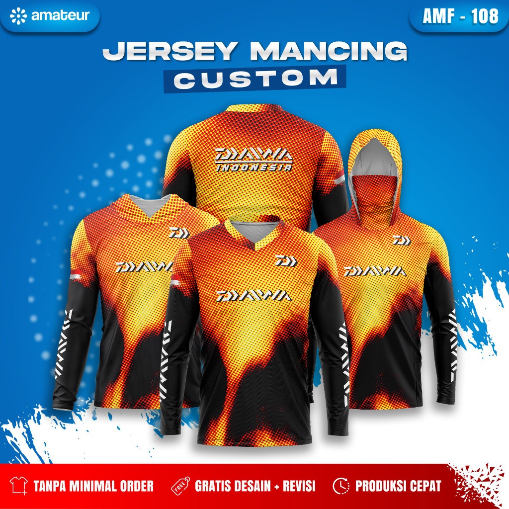 Jersey Mancing Full Printing Custom Nama dan Desain, bahan Dryfit milano, adem, dan nyaman - AMF 108