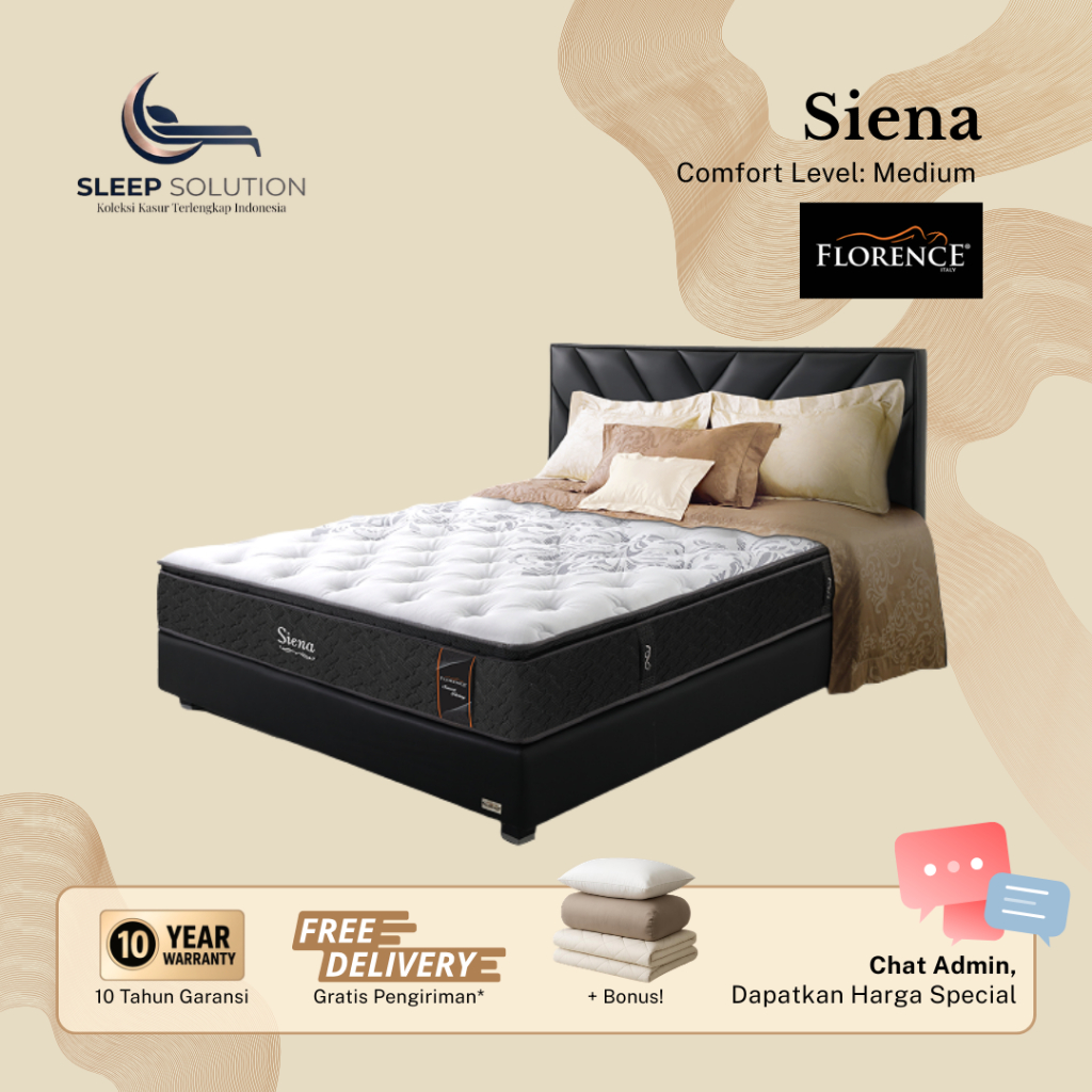 FLORENCE SIENA I Kasur Spring Bed | Matras Premium | 100x200, 120x200, 160x200, 180x200, 200x200