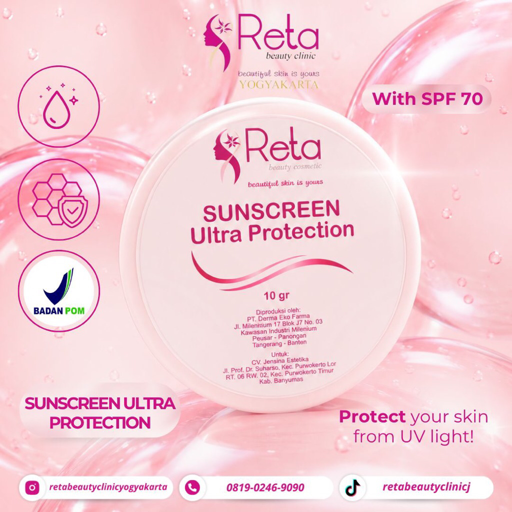 Sunscreen Ultra Protection / reta beauty clinic / sunscreen / sunscreen murah / sunscreen wajah / uv