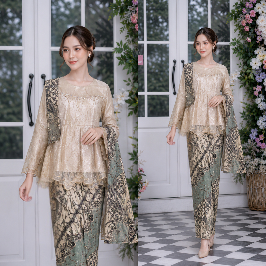 PROMO TERMURAH - Kebaya Sarimbit Modern Brokat Tille Mutiara Kebaya Sarimbit Modern kebaya bridesmai