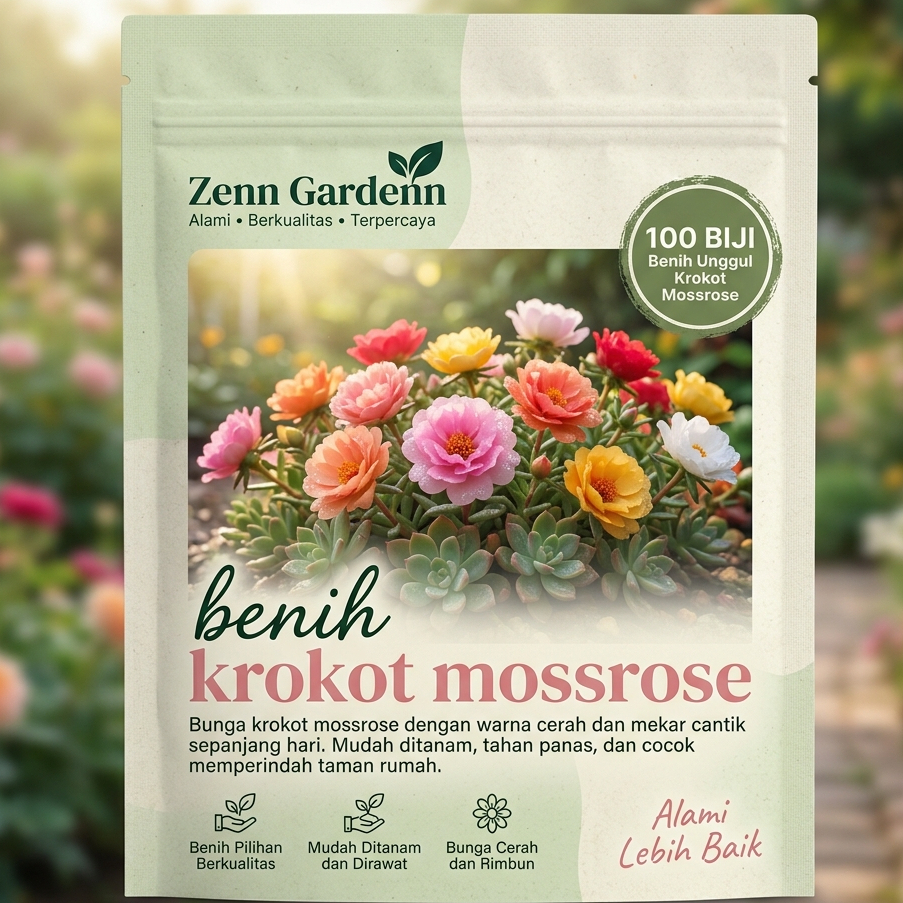 Benih Bunga Krokot Mossrose Zenn Garden Biji Bibit Sutera Bombay Gantung Tumpuk Pot
