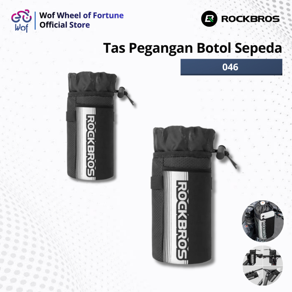 ROCKBROS 046 Tas Pegangan Botol Air HP Stang Rangka Depan Sepeda Motor Lightweight Bicycle Bike Hand