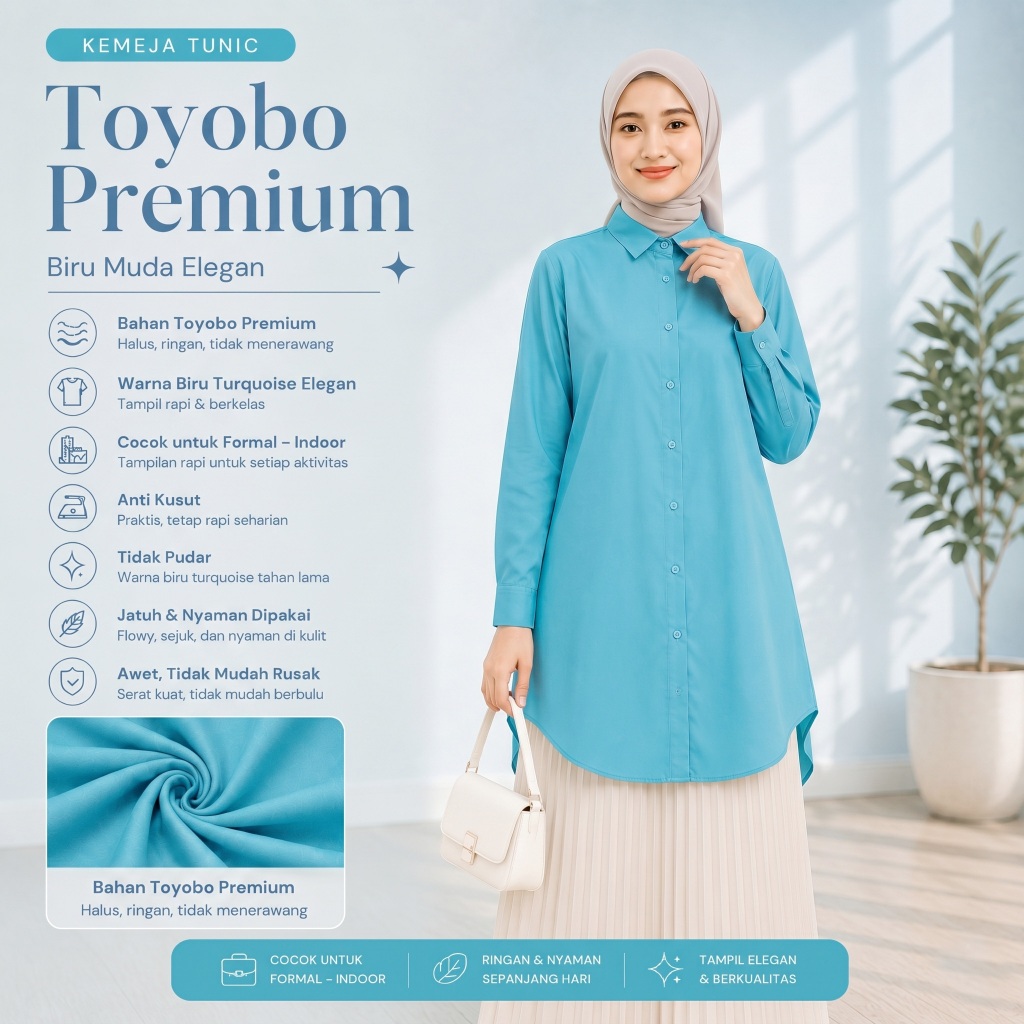 Alila Tunik Katun TOYOBO Baju Kerja Tunik Formal