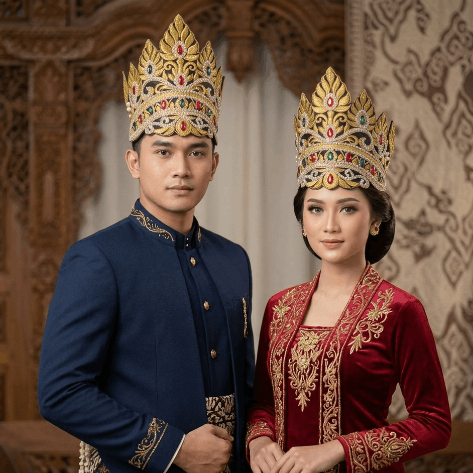 Mahkota - Siger Mahkota Khas Lampung Adat Motif Mawar Lampung Bordir Mewah Bahan Spon Tebal Dan Mema