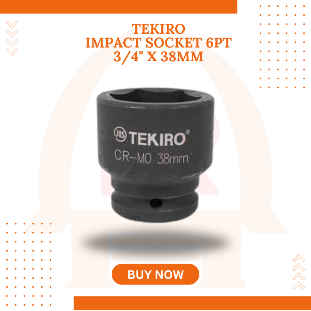 TEKIRO mata kunci sok sock shock socket impact 3/4" inch 6PT 38 MM mata sock pukul sock impact
