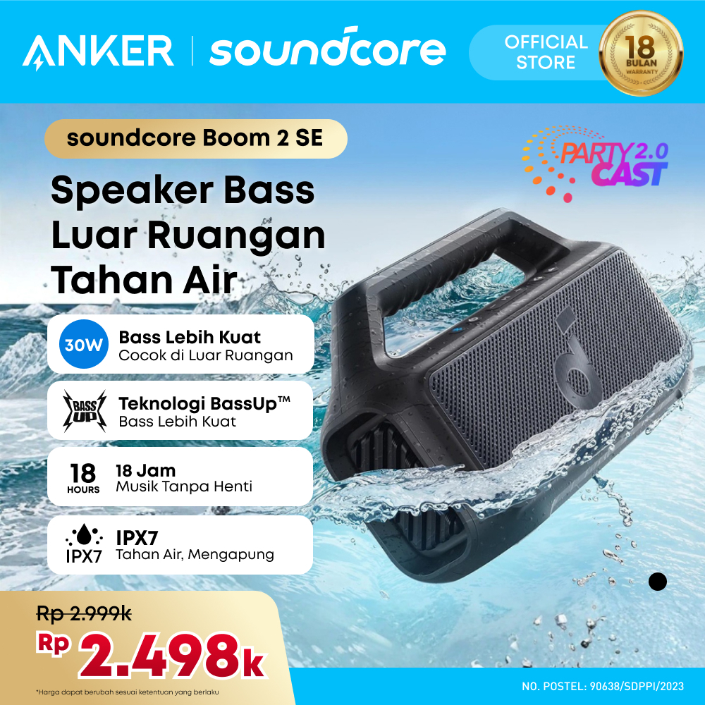 Soundcore Boom 2 SE, speaker, 30W RMS and BassUp Technology, 18 Hours of playback, Syncs +100 Speake