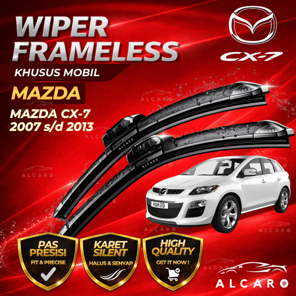 Alcaro Wiper Frameless MAZDA CX-7 2007 s/d 2013 Original Premium - Sapu Kaca MAZDA CX-7 - Wiper MAZD
