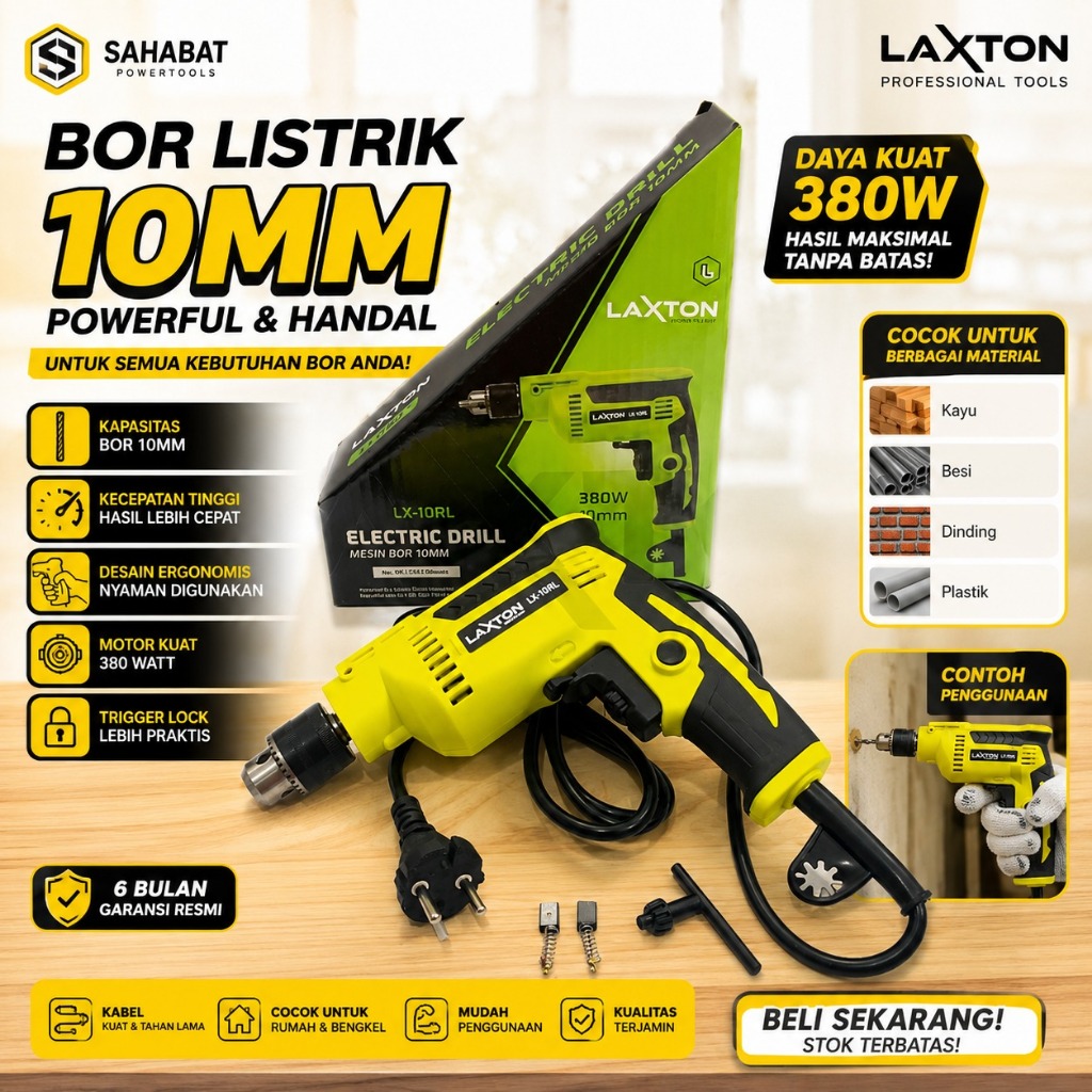 NEW LAXTON Mesin Bor Listrik Tangan 10mm BOLAK BALIK LX10RL MURAH LARIS KUALITAS MANTAP