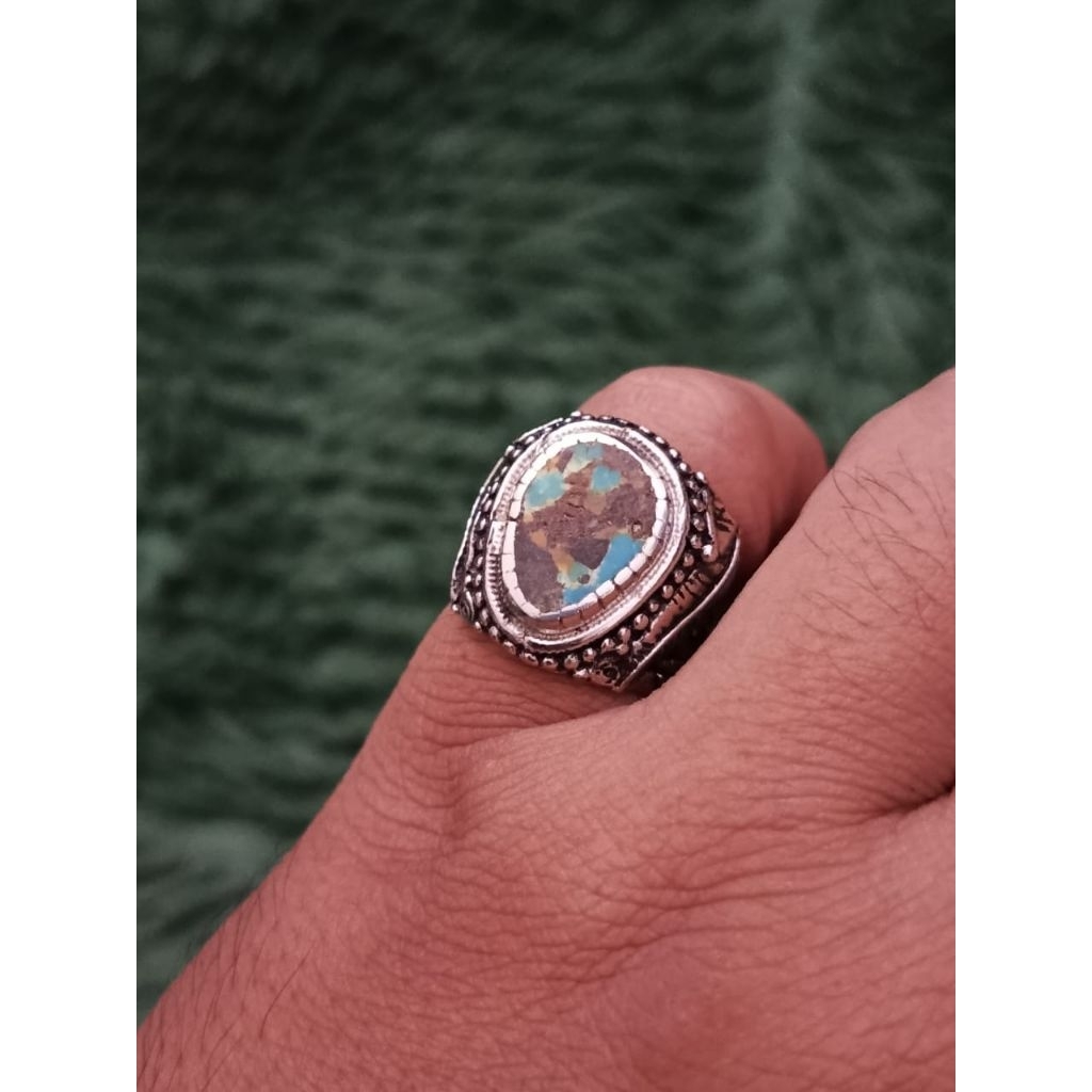 cincin batu pirus persia natural lawasan size 7,5