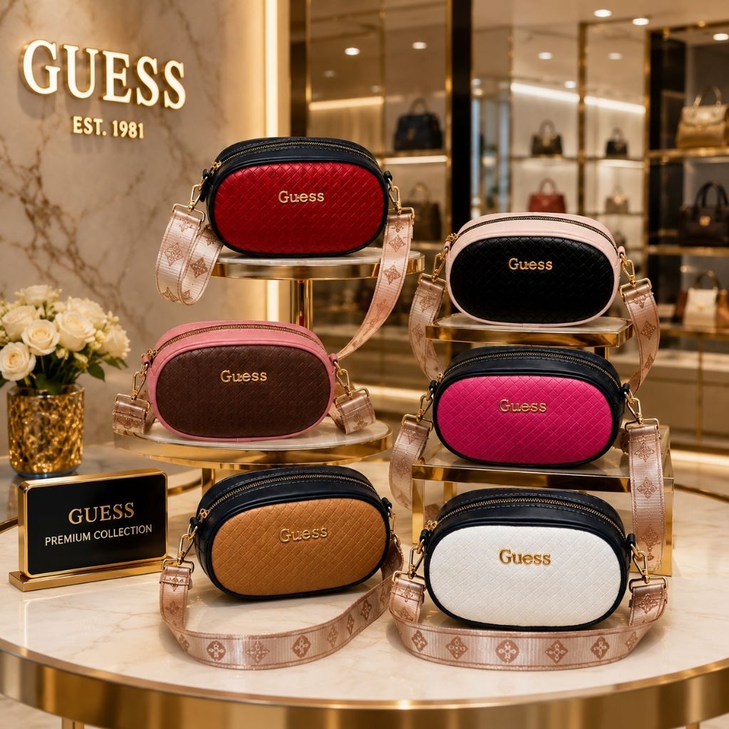 GUESS Mini Oval Sling Bag Wanita Premium Luxury Crossbody Fashion Elegant Shoulder Bag Tas Selempang