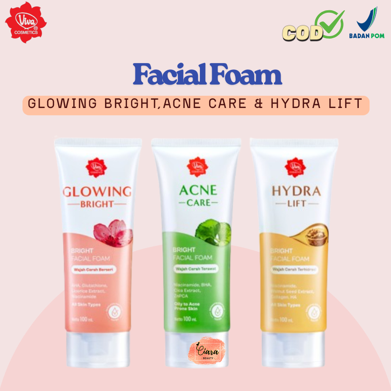 Viva Bright Facial Foam 100ml / Pembersih Muka / Sabun Muka / Cleanser