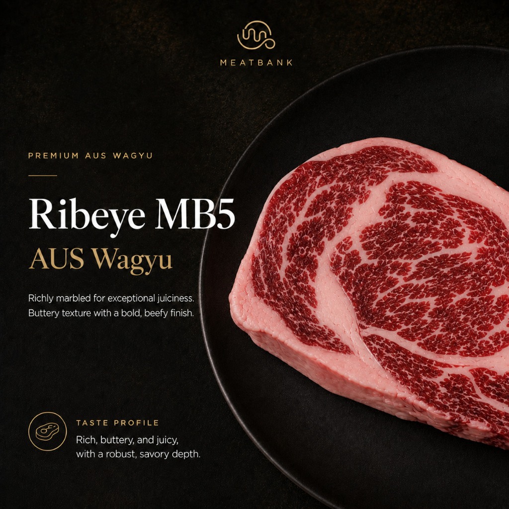 MEATBANK RIBEYE WAGYU MB 5 - Daging Sapi Beef Rib eye Steak AUS | Ribeye Wagyu Steak | Healthy Wagyu