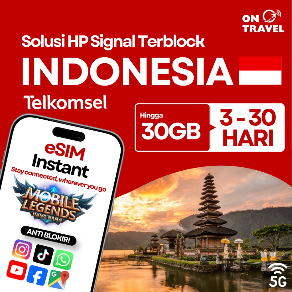 eSIM Indonesia TELKOMSEL 5G Unlimited 3-30 Hari | eSIM Big Quota 3GB-30GB (Solusi IMEI Terblokir ) |