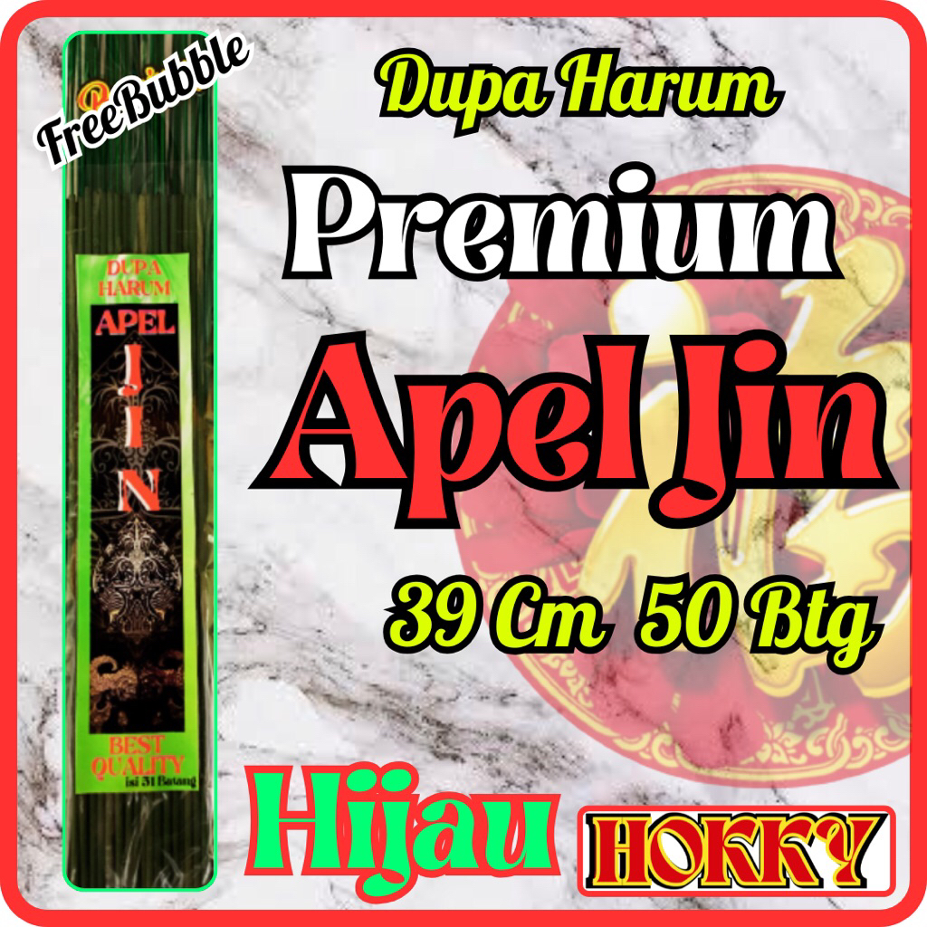 Dupa Hio Premium "APEL JIN" 39Cm 50Btg Hijau Pouch