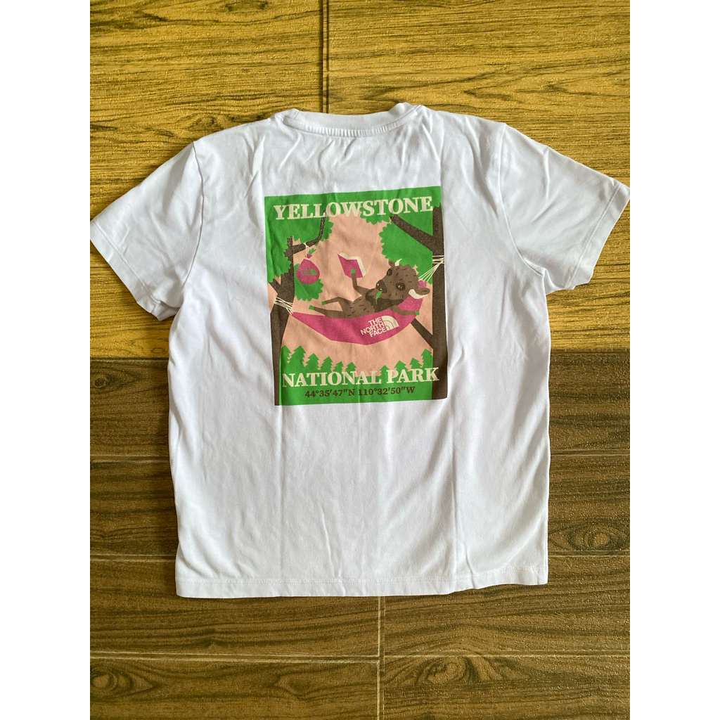 baju kaos katun anak tanggung remaja putih The North Face TNF Campground size 150 yellow stone Yello