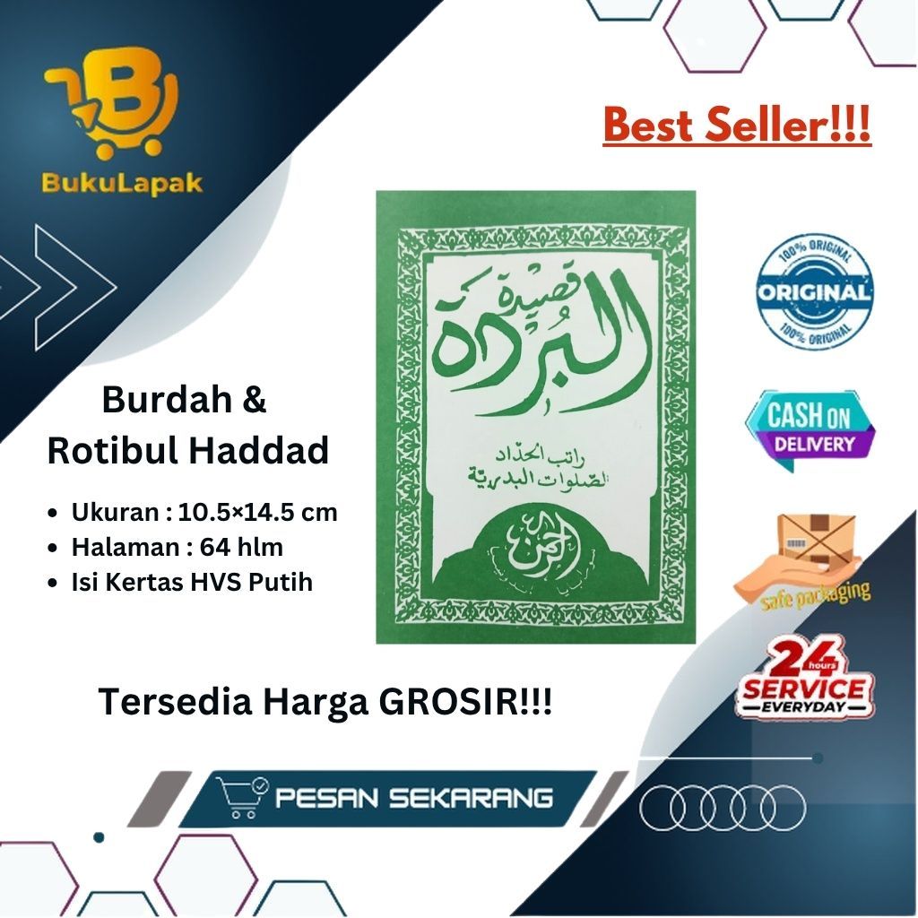 Buku Qasidah Burdah - Bahasa Arab, 64 Halaman, Ukuran Saku - Ratibul Haddad - Rotibul Hadad - Rotib 