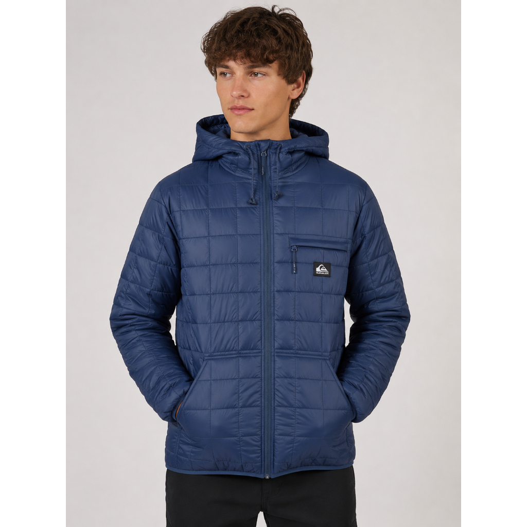Jaket Quiksilver Check Mate Hoodie Isolator Puffer Vintage Indigo Original