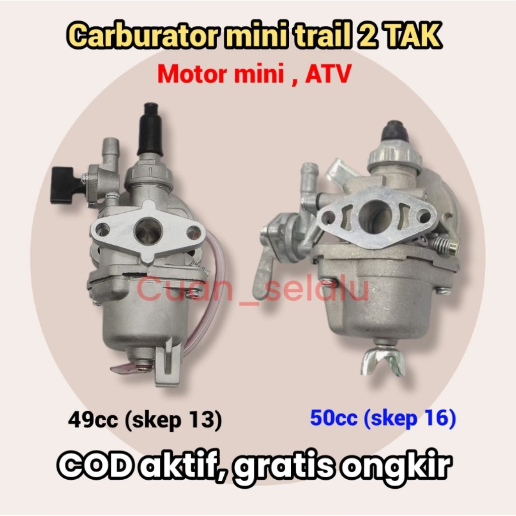 Carburator motor mini trail 2 TAK ATV racing skep 16mm 50cc mesin pullstart tarik - karburator ZK 44