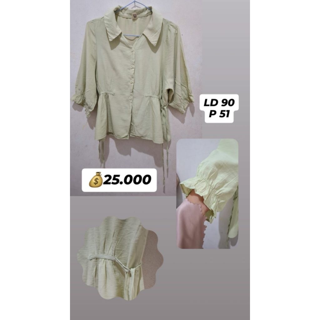 preloved pakaian wanita blouse sage bahan katun