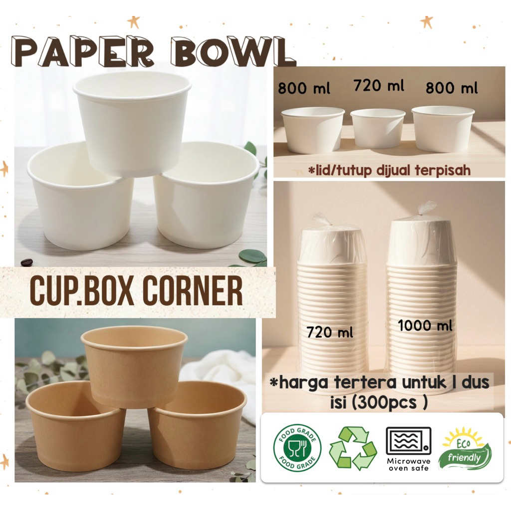 PAPER BOWL MANGKOK KERTAS FOODGRADE UNTUK TAKE AWAY SUP/BAKSO/MIE/UDON