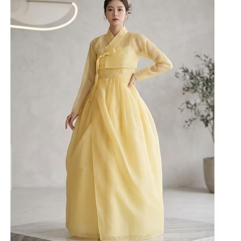 Dress Hanbok Organza, Dress Hanbok Modern, Dress Hanbok, Hanbok Organza, Baju Korea