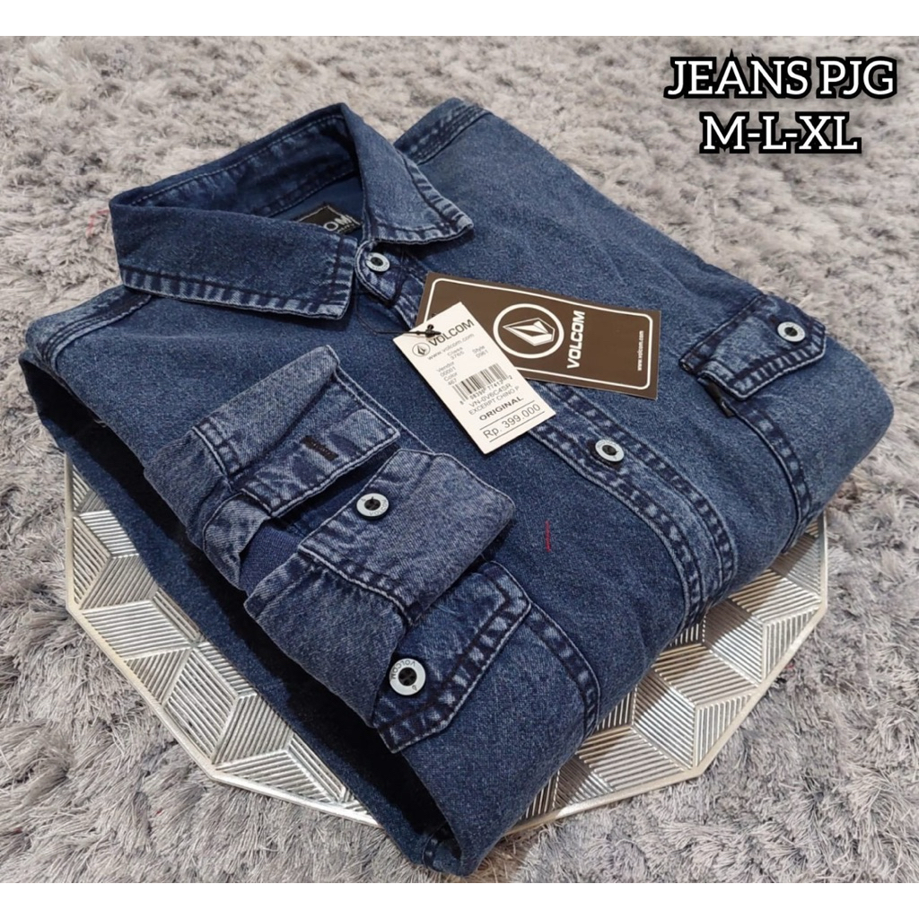 Volcom Kemeja Jeans Pria Lengan Panjang 2026 M-L-XL Bahan Jeans Berkualitas untuk Gaya Anda
