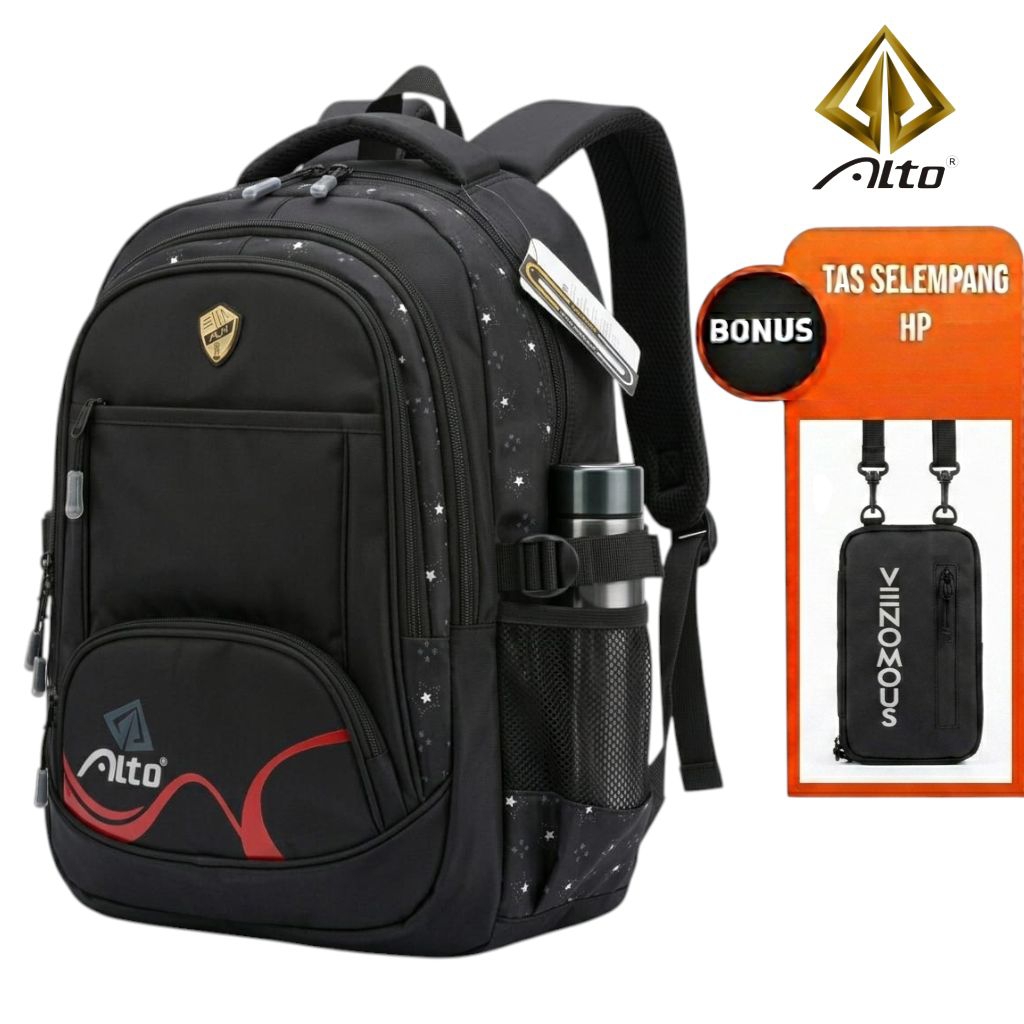 Tas Ransel Alto Original Bonus Tas Hp Backpack Sekeolah SD SMP SMA Laki-laki Perempuan