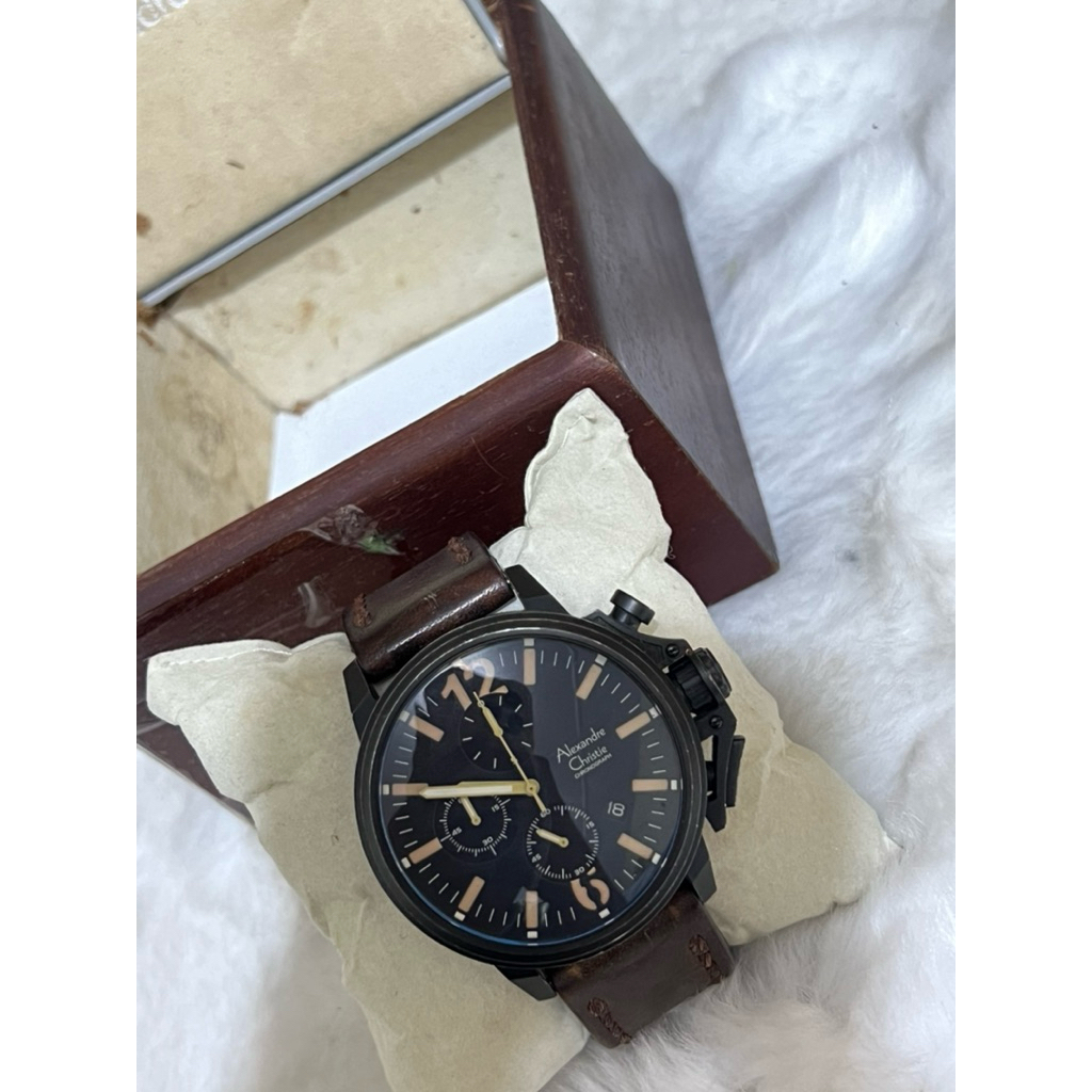 Dijual jam tangan Alexandre Christie, AC 6374 MC Coklat Kulit