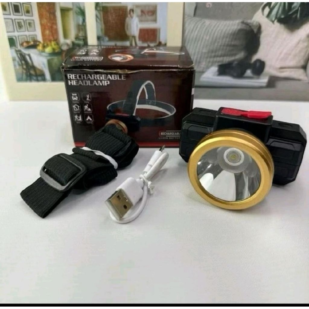 SENTER KEPALA HEADLAMP CAHAYA PUTIH PORTABLE RECHARGEABLE SENTER T40