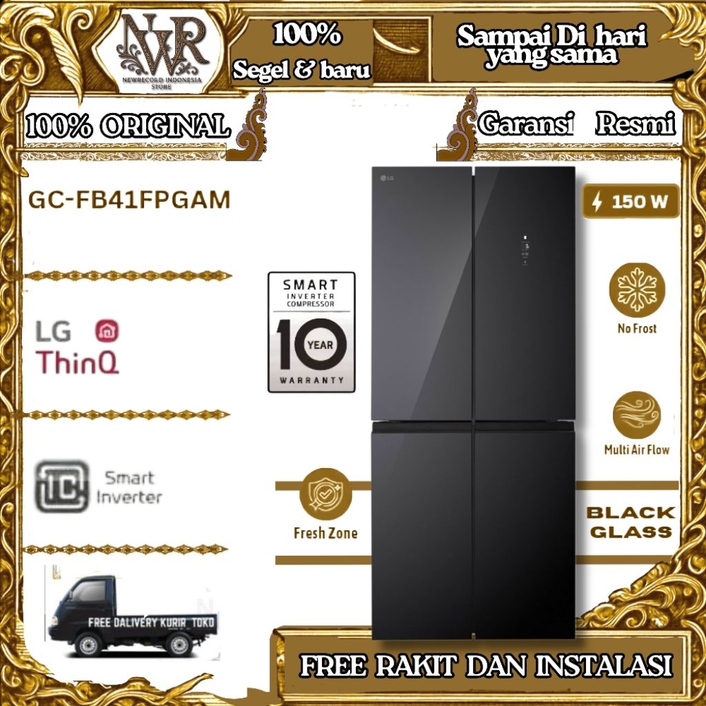 LG GC FB41FPGAM Kulkas Side By Side Smart Inverter Compresor Thinq Ai - LG GCFB41FPGAM