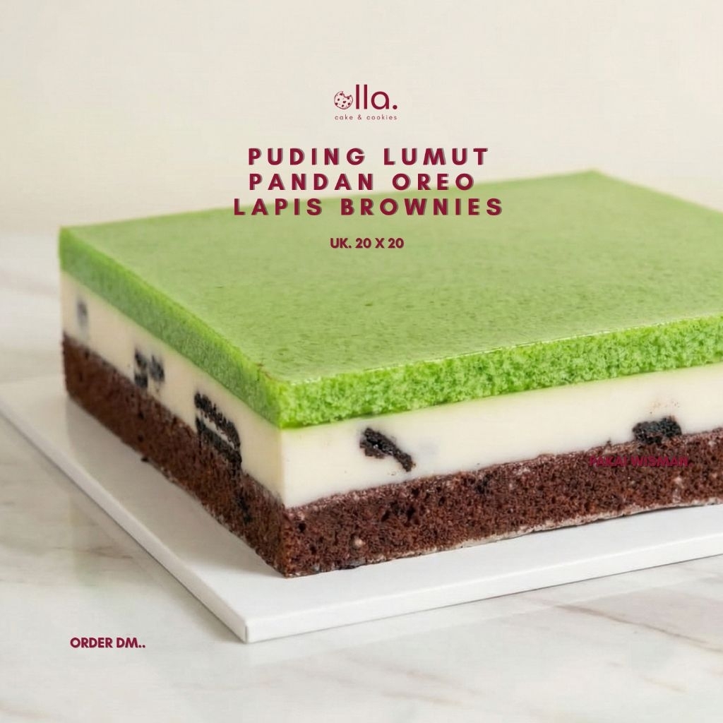Puding Lumut Pandan Lapis Brownies