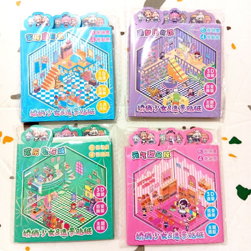 Mainan stiker Landscape Dan Baju Girl/Mainan Tempel Baju Dress Up Dekorasi Ruang