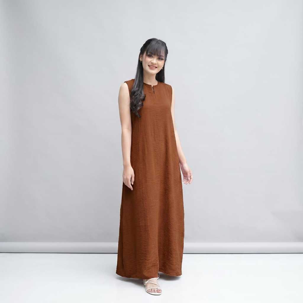 Gamis Tanpa Lengan Wanita Dewasa Jumbo Dress Lekbong Crinkle Airflow Inner Dres Kuntung Terbaru 2026