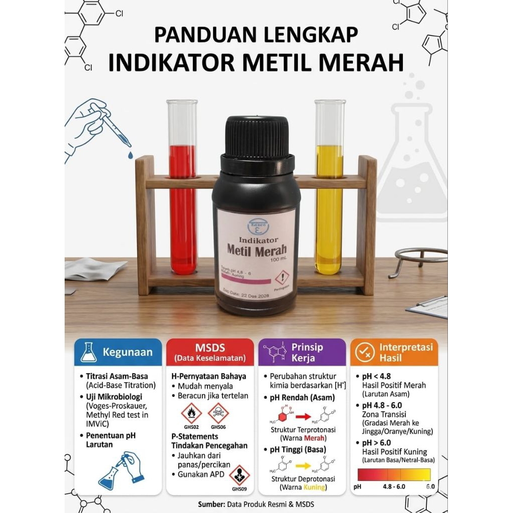 Indikator metil merah 0,5% 100 mL