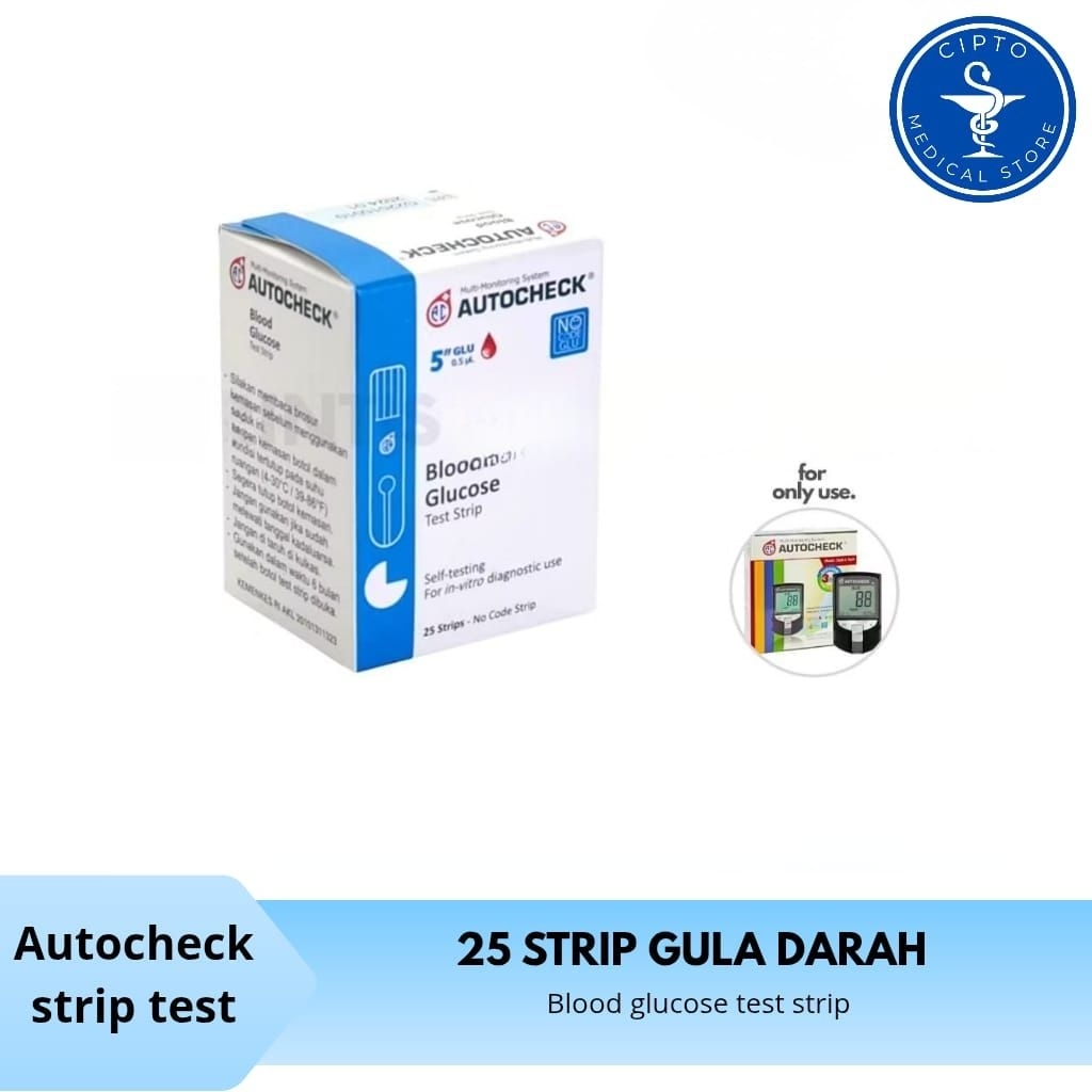 Autocheck Strip Refil Gula Darah 25 Strip | Stik Gula Darah Auto Check