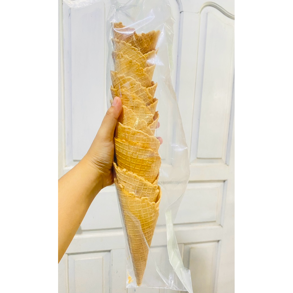Waffle Cone Jumbo Gemoy | Cone Es Krim Besar Renyah | 10 pcs