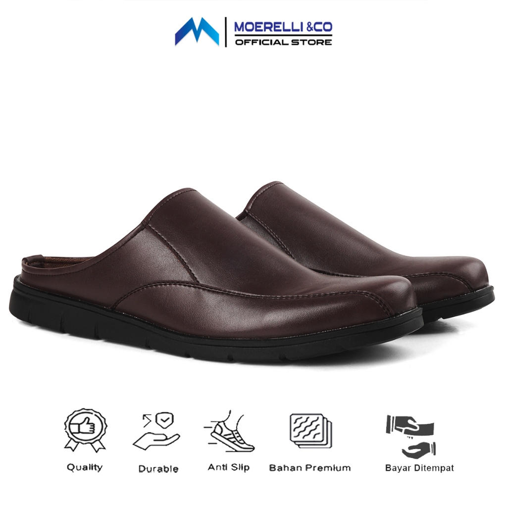 MOERELLI &CO - Camille M71-1303 Sepatu Sandal Bustong Pria Original Kulit Sintetis - Coklat Coffe