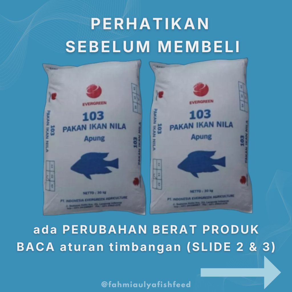 PAKAN IKAN EVERGREEN 103-3 Pakan khusus ikan nila | Kemasan Repack 1 Kg