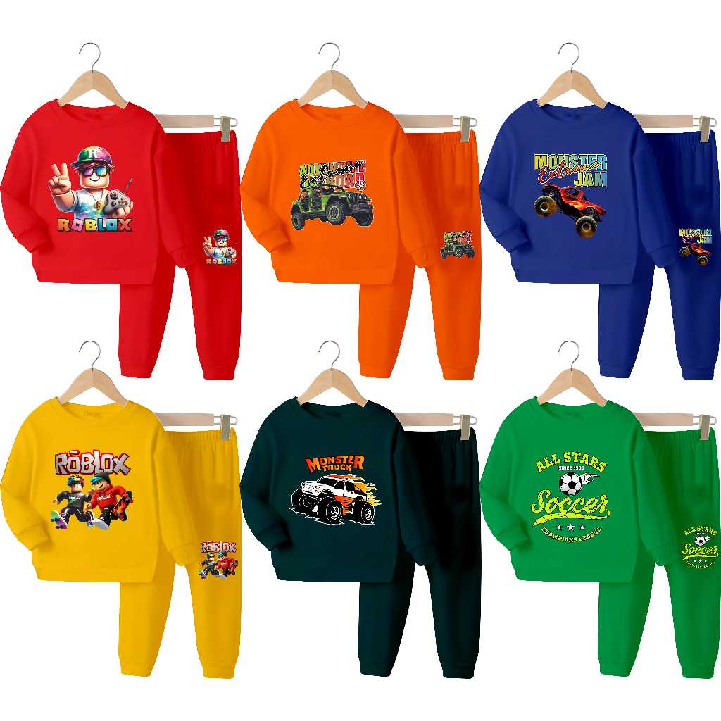 PROMO 3 PCS SETELAN BAJU ANAK LABUBU COWOK DAN CEWEK CELANA PANJANG KAOS ANAK PANJANG KAOS SETELAN A