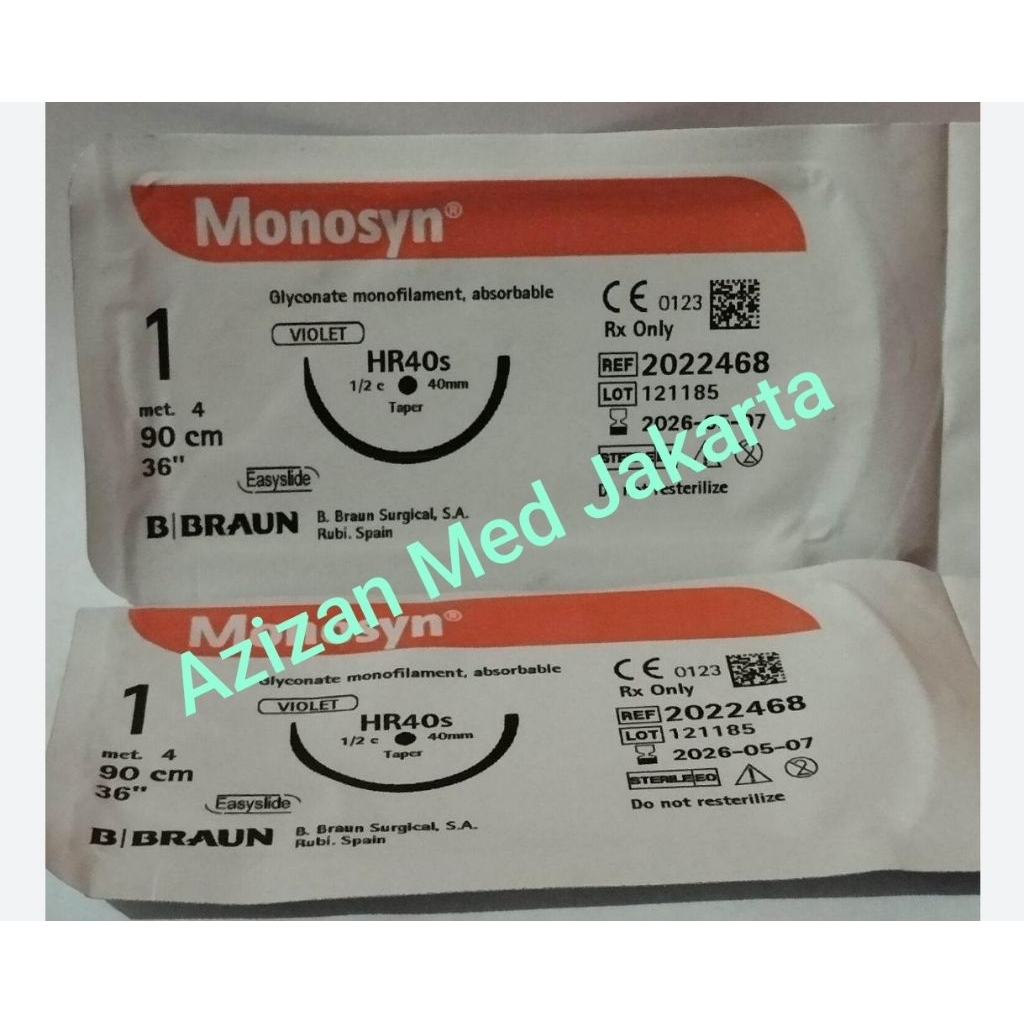 Benang B Braun Monosyn 1 HR40s (Gliconate Monofilament Absorbable)