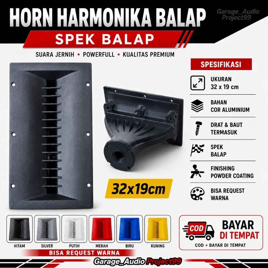 Horn Tweeter Harmonika Balap Drat/Baut Uk 32x19cm #Hornnulup #horeg