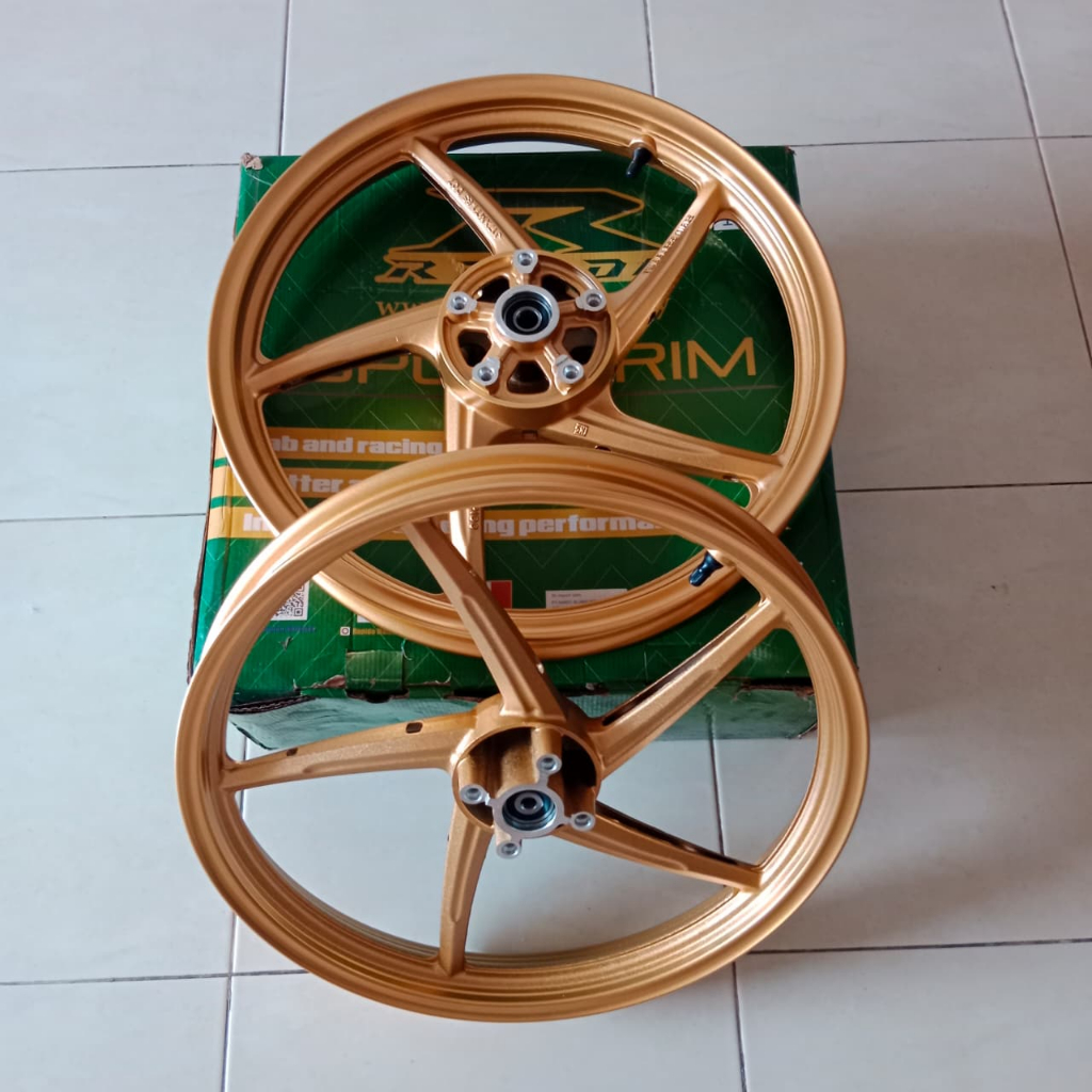 VELG RAPIDO MX KING 160 185 17 GOLD ORIGINAL MALAYSIA FRONT 4HOLE