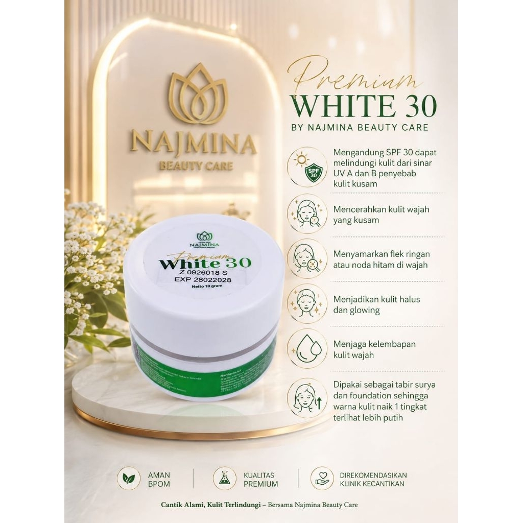 KRIM PAGI NAJMINA PREMIUM WHITE30 ASLI 100% GARANSI