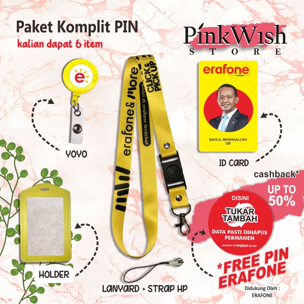Tali IDcard Erafone  Kuning| Lanyard ERAFONE KUNING [ READY STOCK ] TERMURAH